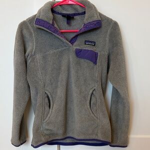 Patagonia Re-Tool Half Snap Pullover XS gray and purple